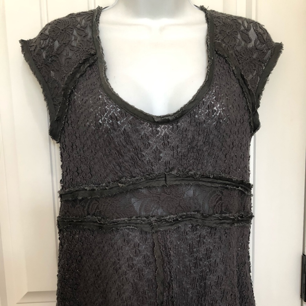 Free People black lace short sleeve top